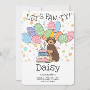 Brown Tan Aussiedoodle Geburtstagsparty Einladung