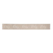 Brown Tan Baby Script Elegant Baby Shower Satinband (Vorderseite)