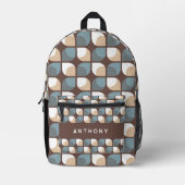 Brown Tan Beige Grau Blau Mittelalter Kunstmuster Bedruckter Rucksack (Vorderseite)
