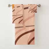 Brown Tan Beige Orange Abstrakt Art Muster Design Badhandtuch Set (Insitu)