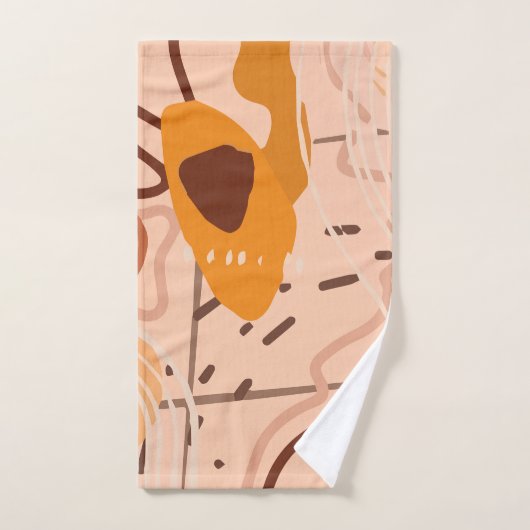 Brown Tan Beige Orange Abstrakt Art Muster Design Badhandtuch Set (Handtuch)