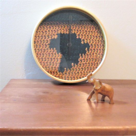 Brown Tan Black Africa Map Artisan Crochet Print Uhr