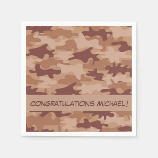 Brown Tan Camouflage Camouflage Gratulation Serviette
