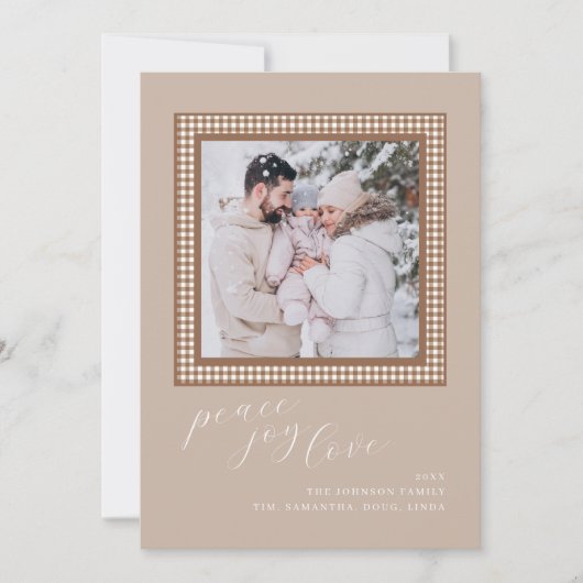 Brown Tan Christmas Card Foto Image Karte (Vorderseite)