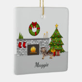 Brown & Tan Dapple Kurz Hair Dackel Weihnachten Keramikornament (Rechts)