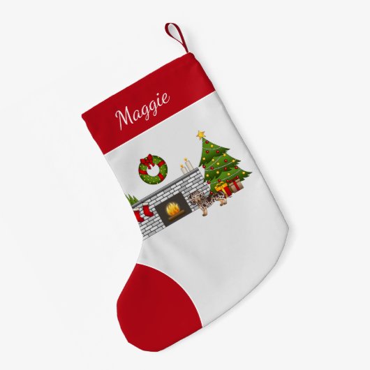 Brown & Tan Dapple Kurz Hair Dackel Weihnachten Kleiner Weihnachtsstrumpf (Rückseite (Hängend))