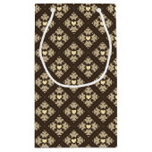 Brown & Tan Deko Hearts Gemusterte Geschenktasche Kleine Geschenktüte (Rückseite)