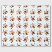 Brown & Tan Floral Geschenkpapier (Flach)