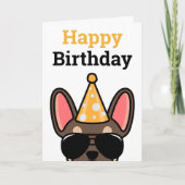 Brown Tan French Bulldog Happy Birthday Card Karte (Vorderseite)