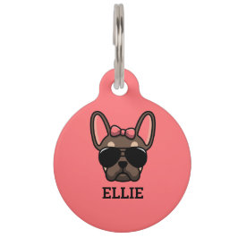 Brown Tan French Bulldog Pet ID Tag Haustiermarke