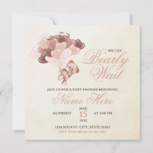 Brown Tan Heart Balloons Teddy Bear Baby Dusche