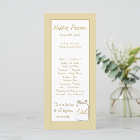 Brown/Tan Mason Jar Wedding Programs Programm (Stehend Vorderseite)