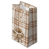 BROWN & TAN NEUTRAL BOHO BASSINETTE & MOBILE KLEINE GESCHENKTÜTE (Vorderseite Schrägansicht)