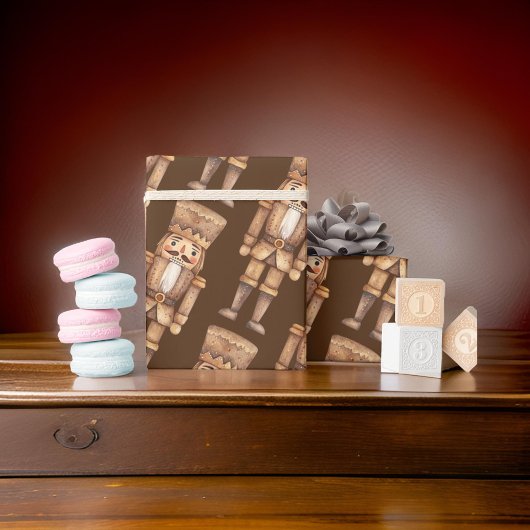 Brown Tan Nutcracker Soldier Geschenkpapier