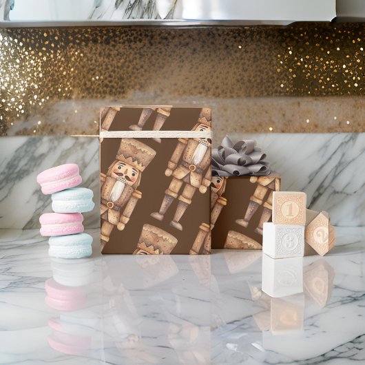 Brown Tan Nutcracker Soldier Geschenkpapier