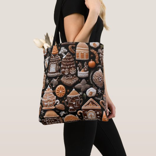BROWN TAN ORANGE CHRISTMAS GINGERBREAD COOKIES TASCHE (Von Nahem)