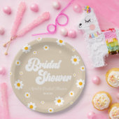 Brown Tan Retro Daisy Blume Brautparty Pappteller (Party)