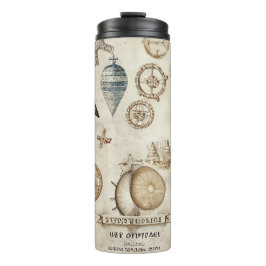 BROWN & TAN VINTAGER NAUTISCHER TUMBLER THERMOSBECHER