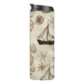 BROWN & TAN VINTAGER NAUTISCHER TUMBLER THERMOSBECHER (Nach rechts gedreht)
