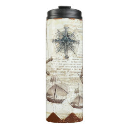 BROWN & TAN VINTAGER NAUTISCHER TUMBLER THERMOSBECHER