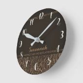 Brown Tan Zebra Print Glam Sequins Glitzer Runde Wanduhr (Winkel)