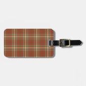 Brown Tartan Gepäckanhänger mit Ledergurt (Vorderseite horizontal)