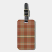 Brown Tartan Gepäckanhänger mit Ledergurt (Vorderseite vertikal)