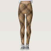 Brown Tartan Karierte rustikale Raute Muster Leggings (Vorderseite)