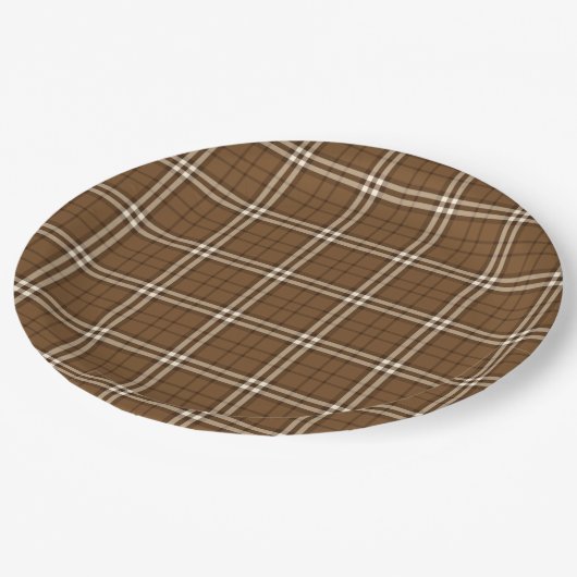 Brown Tartan Pappteller (Schrägansicht)