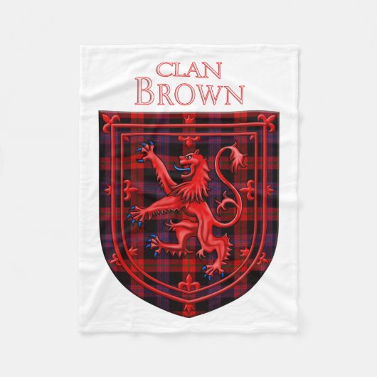 Brown Tartan Scottish Kariert Lion Rampant Fleecedecke (Vorderseite)