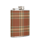 Brown Tartan Vinyl Wrapped Flask Flachmann (Rechts)