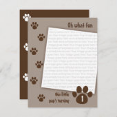 Brown-Tatzen-Geburtstag Einladung (Vorne/Hinten)