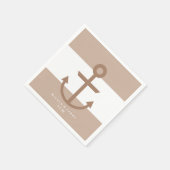 Brown Taupe & White Strip Anchor Napkins Serviette (Ecke)