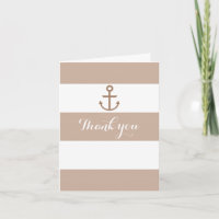 Brown Taupe & White Strip Anker Danke Karte