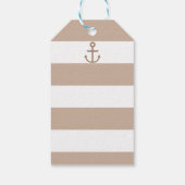 Brown Taupe & White Striped Anchor Geschenketikett Geschenkanhänger (Rückseite)