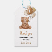 Brown Teddy Bear 1. Geburtstag Danke Tag Geschenkanhänger (Vorderseite)
