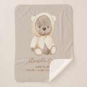 Brown Teddy Bear Baby Birth Stats Sherpadecke (Vorderseite)