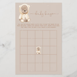 Brown Teddy Bear Baby Shooter Bingo Game Flyer