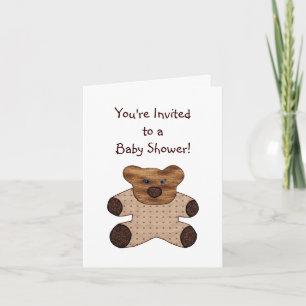 Brown Teddy Bear Baby Shower Einladungskarte