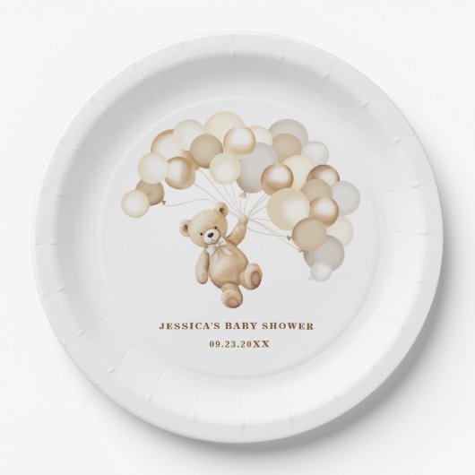 Brown Teddy Bear Baby Shower Pappteller (Vorderseite)