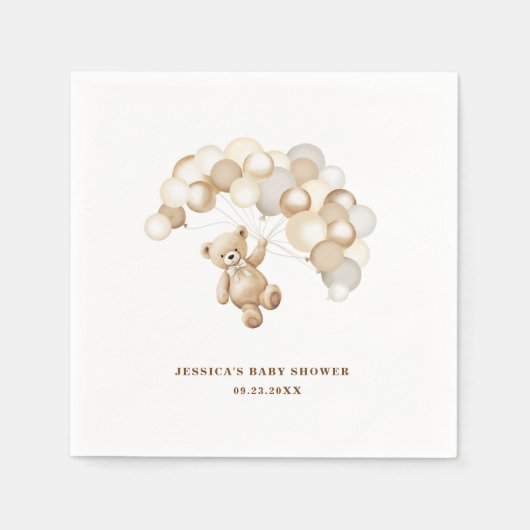 Brown Teddy Bear Baby Shower Serviette (Vorderseite)