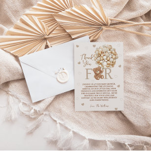 Brown Teddy Bear Balloons Babydusche Dankeskarte