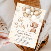 Brown Teddy Bear Balloons Babydusche Einladung