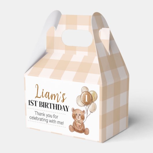 Brown Teddy Bear Erstgeburt Party Gefälligkeitsbox Geschenkschachtel (Vorderseite)