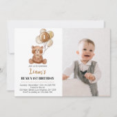Brown Teddy Bear Geburtstag Einladung Bären Ballon (Vorderseite)