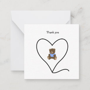 Brown Teddy Bear Mini Danke Note Card Mitteilungskarte
