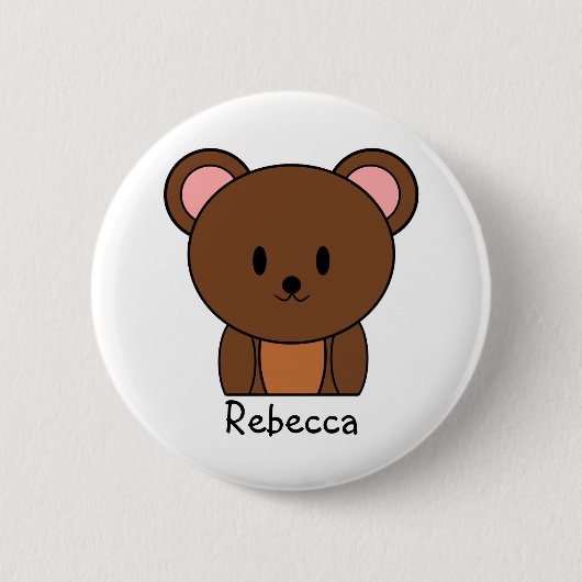 Brown Teddy Bear Personalisiert Button (Vorderseite)