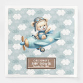 Brown Teddy Bear Pilot Babydusche Napkins für Jung Serviette (Vorderseite)