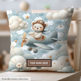Brown Teddy Bear Pilot Pillow Baby Dusche Personal Kissen