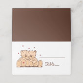Brown Teddy Bears Liebe Wedding Party Brautparty Platzkarte (Außenseite Aufgefaltet)